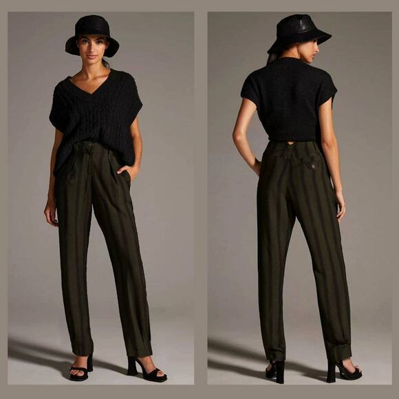 Anthropologie Pants - Anthropologie Tiny Pleated Striped Pants - New Size 10